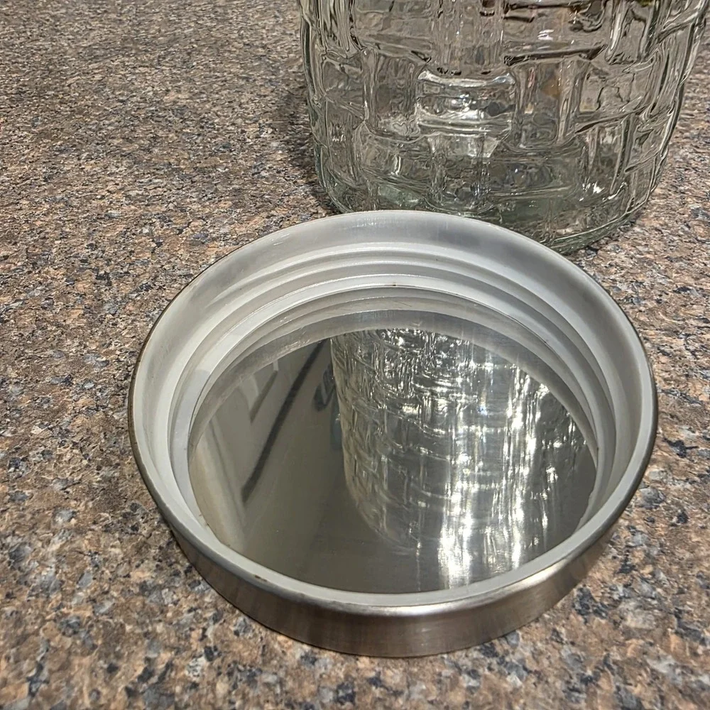 Amici Glass Cylinder Geometric Basket Weave Kitchen Storage Canister Flour Sugar